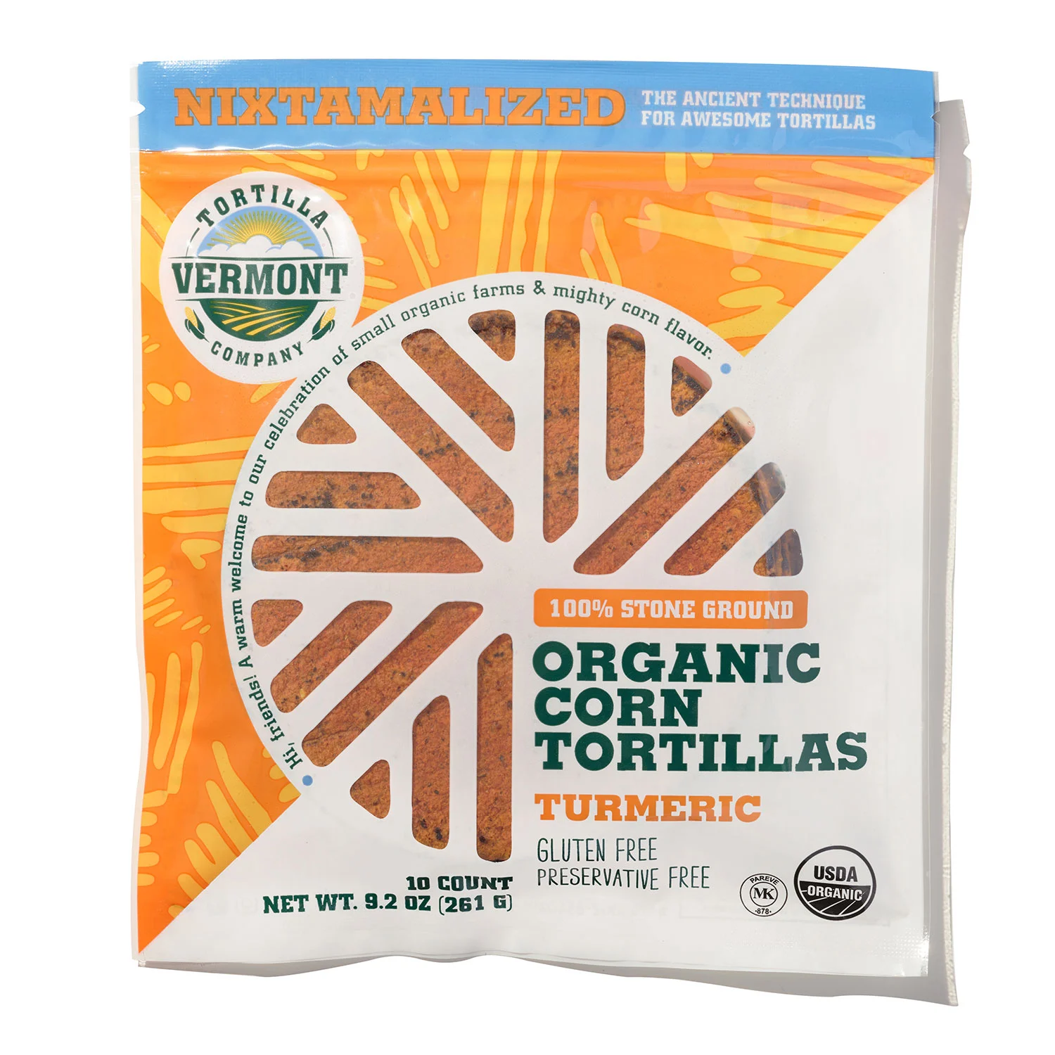 6 inch turmeric organic corn tortillas